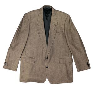 Marco Carelli Blazer Mens 48L Long Brown Black Silk Wool Blend Houndstooth
